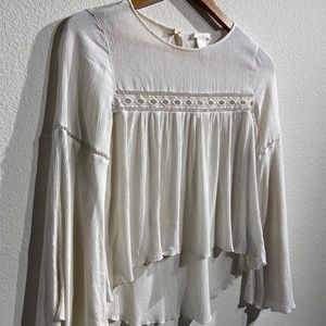 Flare & Lace White Top